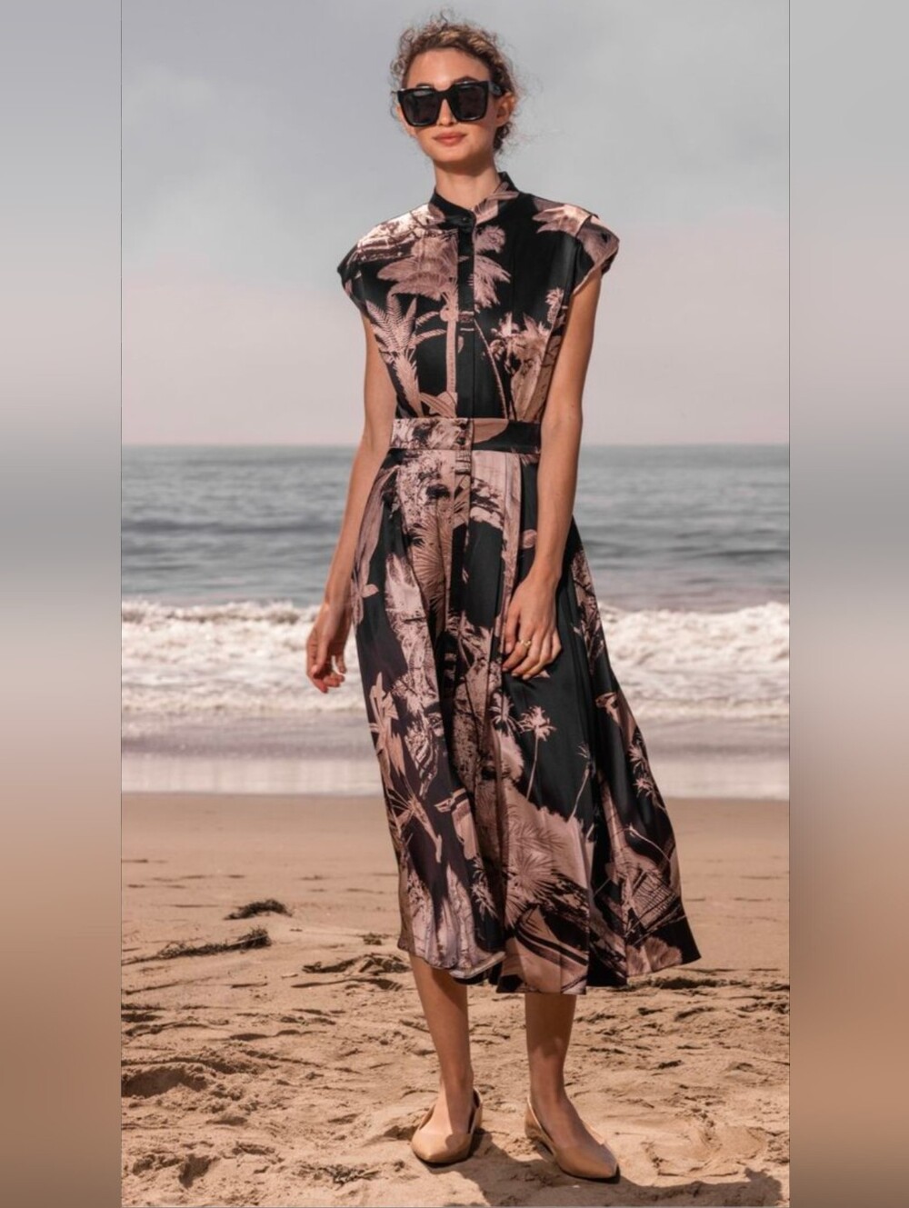 Heidi Merrick Black Palm Dress XL
